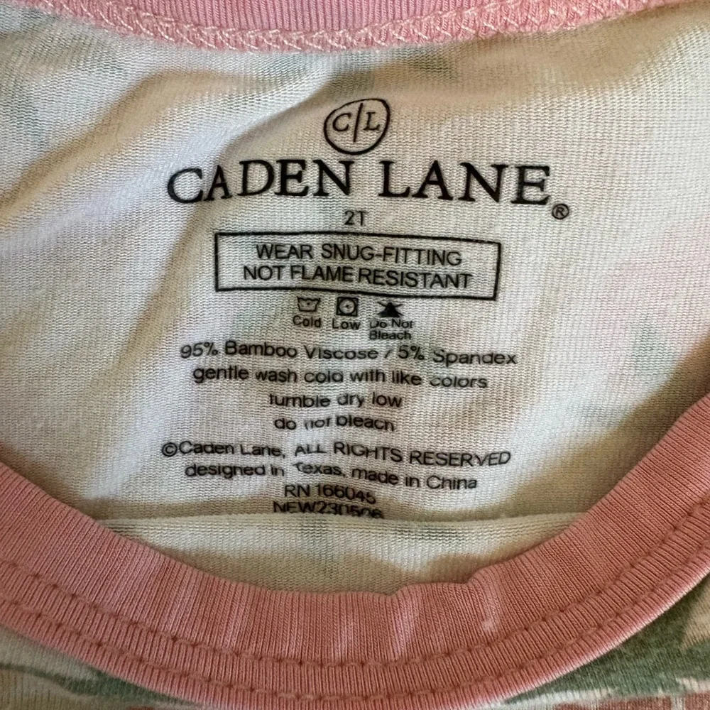 Caden Lane Pink and Green Strawberry Kids Pajama Set - Picture 3 of 3